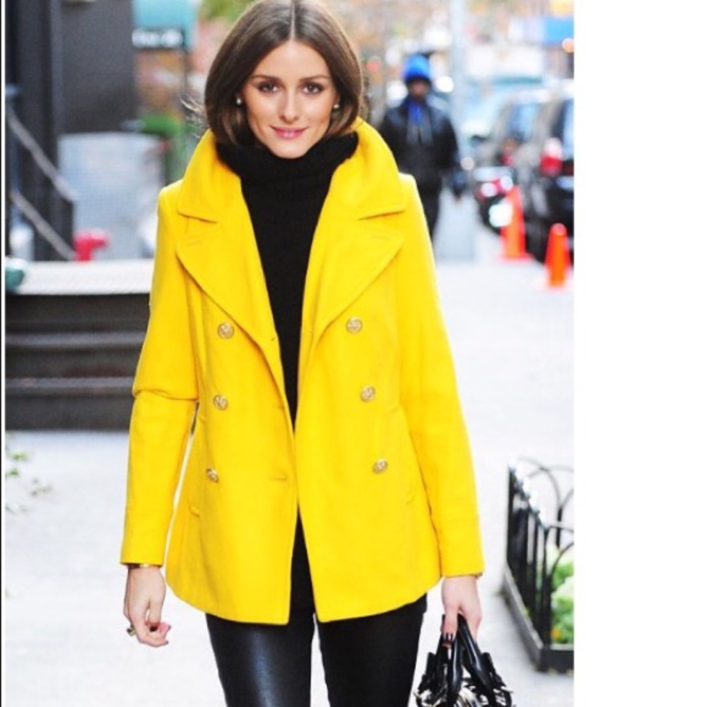 New Yellow/Gold Peacoat - Medium - Gold buttons